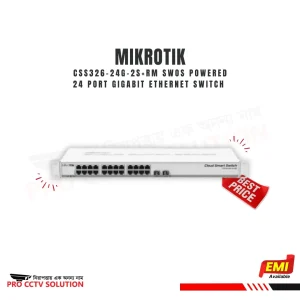 Mikrotik CSS326-24G-2S+RM SwOS powered 24 port Gigabit Ethernet switch with two SFP+ ports in 1U rackmount case